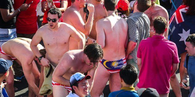 The Australian men stripping down to their flag-emblazoned underwear