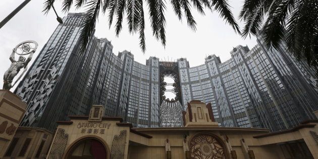 A view of Melco Crown's Studio City, complete with a 130m high Ferris wheel on top of the resort, in Macau, China.