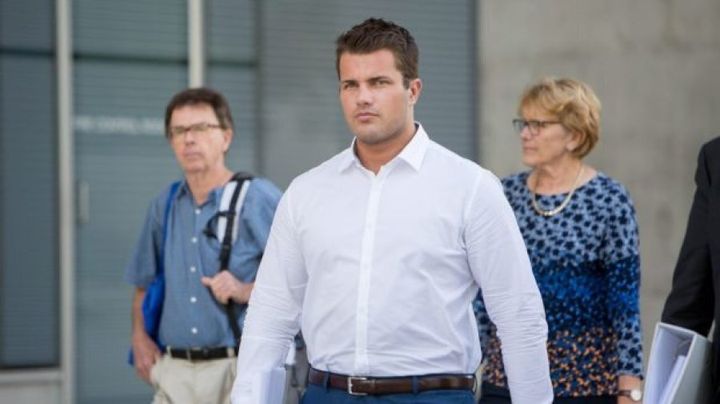 Gable Tostee leaves court during the trial.