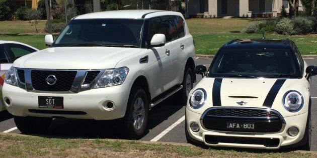 A Nissan Patrol with registration SDT and a white Mini Cooper with registration AFA 803 was stolen.