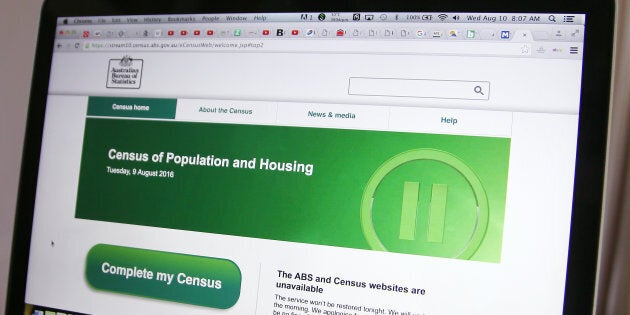 The Australian Bureau of Statistics' website on August 10, showing the census as unavailable.