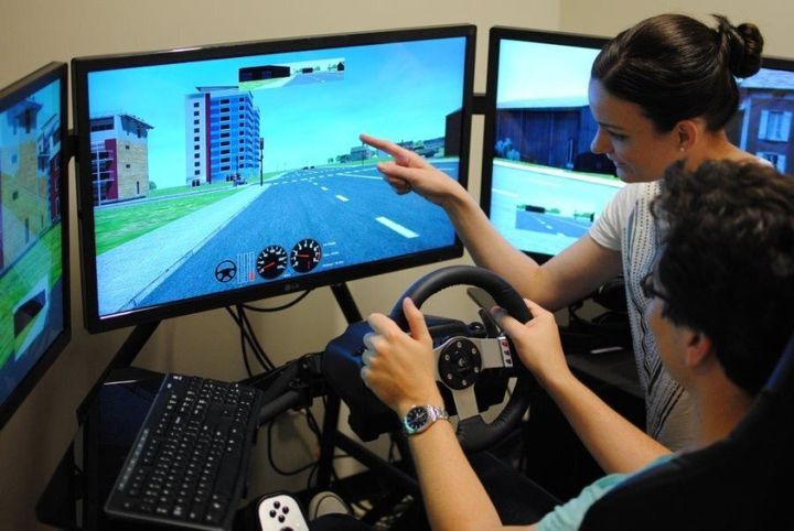 The study used a driving simulator.