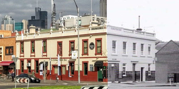 The Corkman Irish Pub in September 2016 and in 1957.