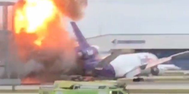 FedEx plane catches fire at Ft Lauderdale airport