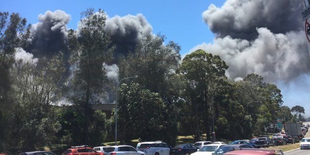 Billowing smoke can be seen coming at a massive fire in Revesby on Saturday morning, 5th November.