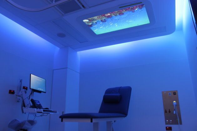 The technology transforms the clinical surroundings into a mesmerising display to alleviate the anxiety of young patients.