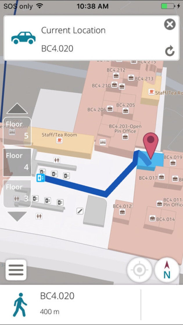 The app gives precise directions within the university.