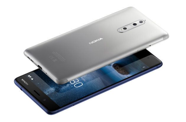 The front and back of the new Nokia 8 handset.
