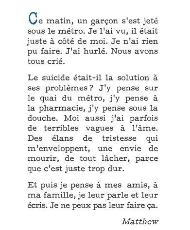 Témoin d'un suicide, la vie de Matthew ne sera plus jamais la