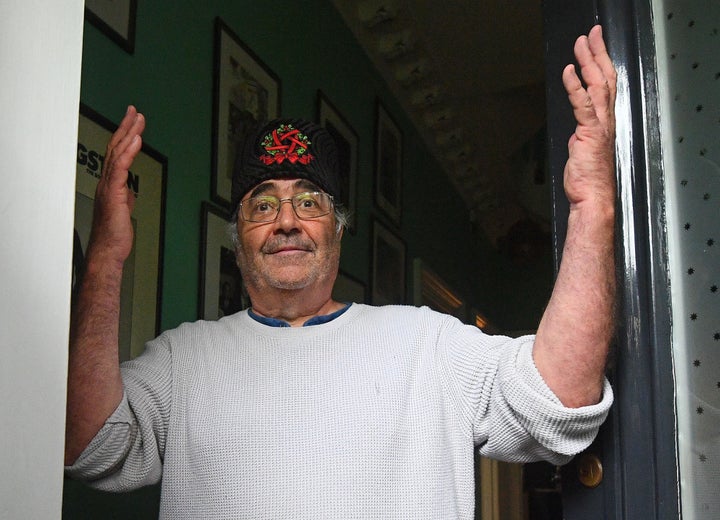 Danny Baker is seen at his London home after he was fired by BBC Radio 5 Live for tweeting a joke about the Duke and Duc