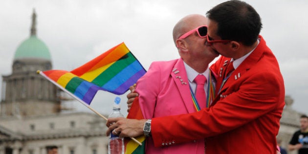 DUBLIN, IRELAND - JUNE 27: People take part in the annual Gay Pride Parade on June 27, 2015 in Dublin, Ireland. Gay marriage was declared legal across the US in a historic supreme court ruling. Same-sex marriages are now legal across the entirety of the United States. (Photo by Clodagh Kilcoyne/Getty Images)