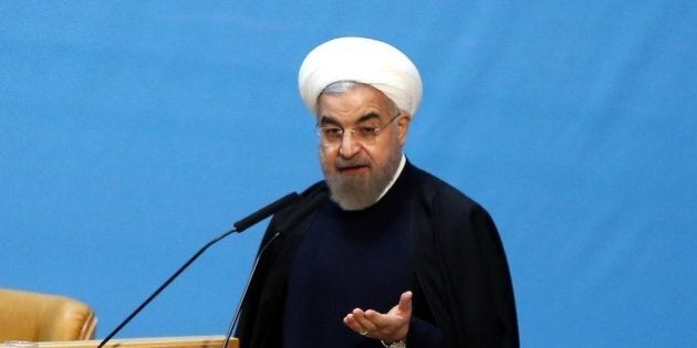 TEHRAN, IRAN - JANUARY 4: Iranian President Hassan Rouhani speaks during the opening ceremony of the Iran's national economy conference in Tehran, on January 4, 2015. (Photo by Fatemeh Bahrami/Anadolu Agency/Getty Images)