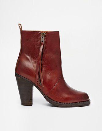 Selected Carol Cognac Leather Heeled Ankle Boots
