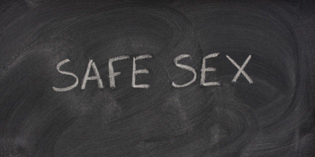 safe sex title handwritten with ...