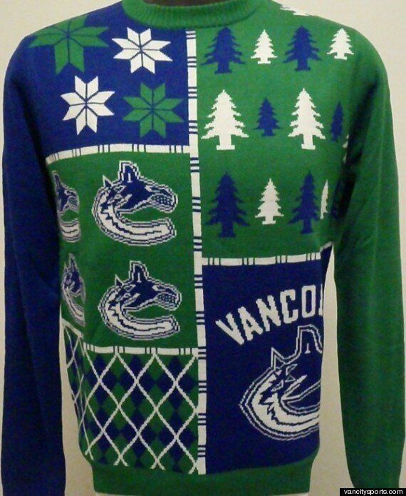 Size S (8) Boys Ugly Christmas Hooded Sweater NHL Vancouver Canucks