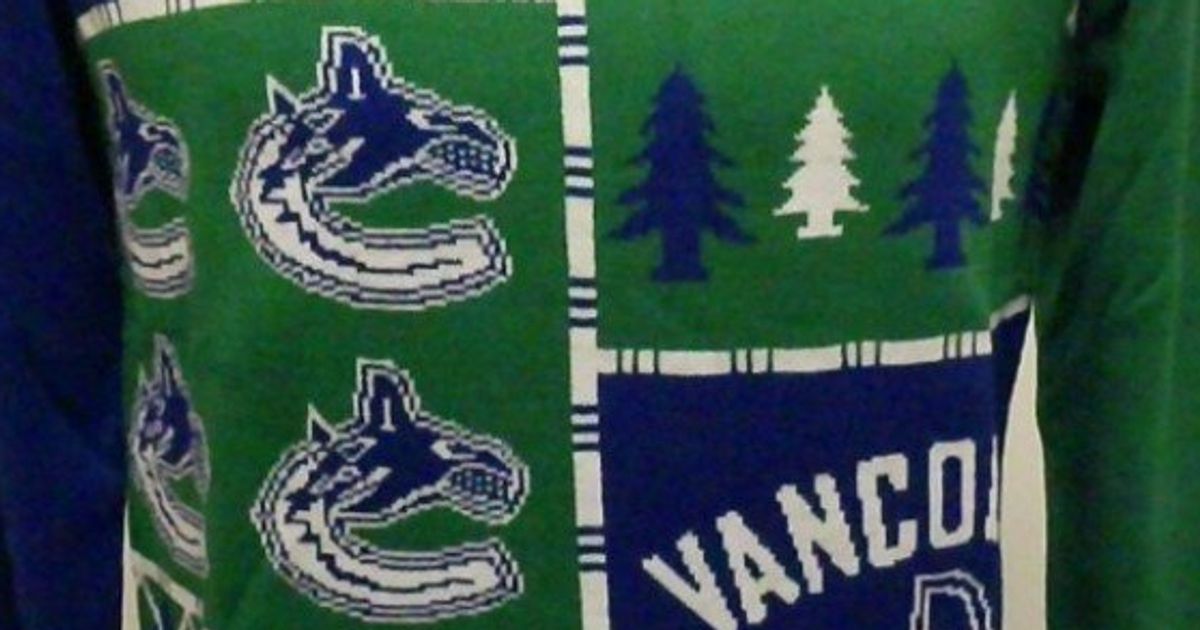 NHL Ugly Christmas Sweater: Vancouver Canucks-Busy Block