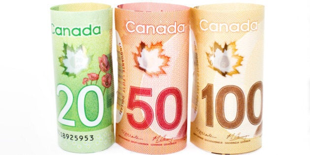 canada money money on the white ...