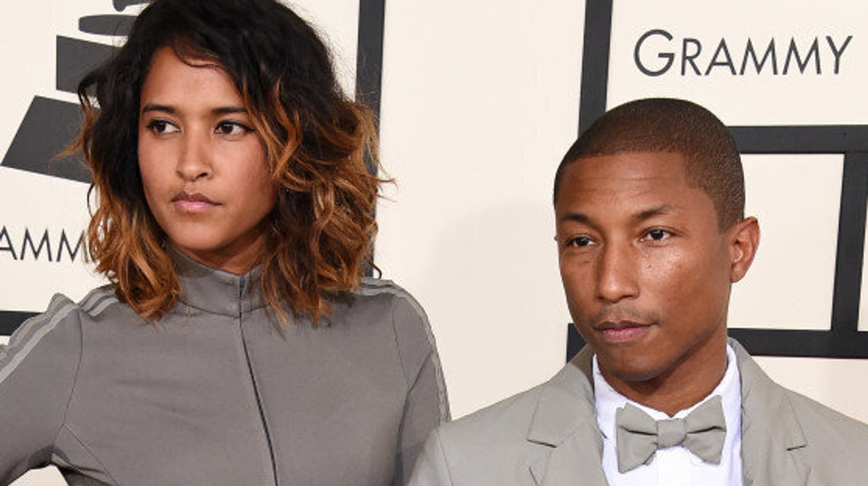 Pharrell Williams' Grammy 2015 Suit Is Adidas, Turns White When