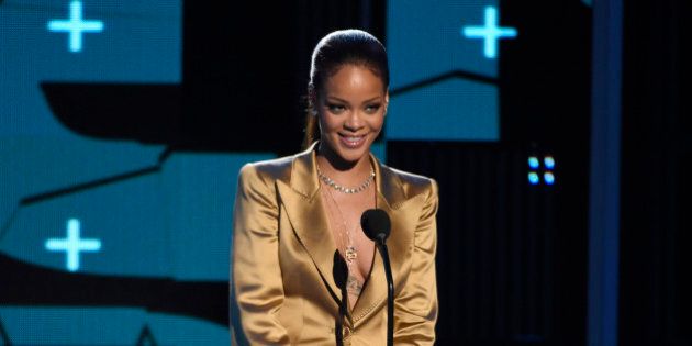 Rihanna speaks at the BET Awards at the Microsoft Theater on Sunday, June 28, 2015, in Los Angeles. (Photo by Chris Pizzello/Invision/AP)