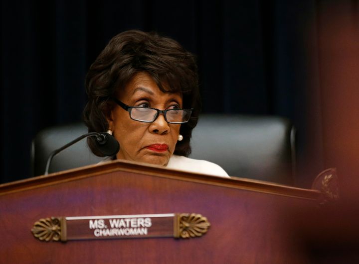Rep. Maxine Waters (D-Calif.) chairs a House Financial Services Committee hearing with leaders of major banks on April 10.