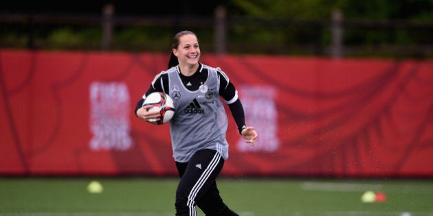 OTTAWA, ON - JUNE 02: Laura Benkarth of Germany practices during a morning traning session at Richcraft Recreation Complex on June 2, 2015 in Ottawa, Canada. (Photo by Dennis Grombkowski/Bongarts/Getty Images)