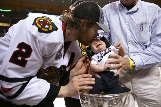 Duncan Keith and his son Colton.