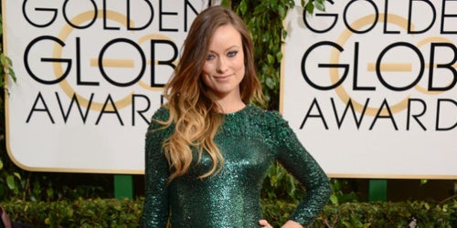 olivia wilde golden globes dress Marienne Champagne Sequin Long Sleeve Mini Dress main image 1