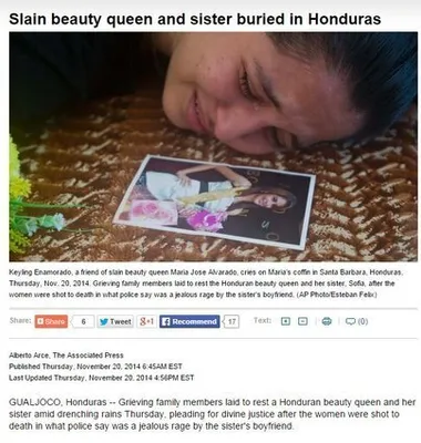 Slain beauty queen, sister buried in Honduras