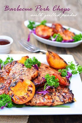 BBQ Pork Chops With Grilled Peaches