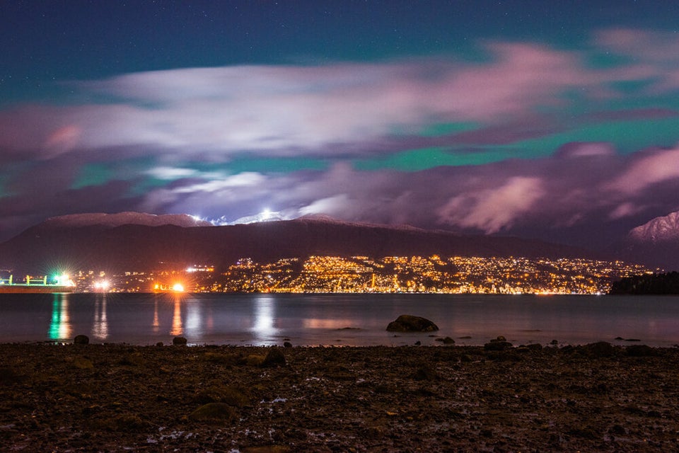 The Aurora Borealis (Northern Lights) Over Vancouver