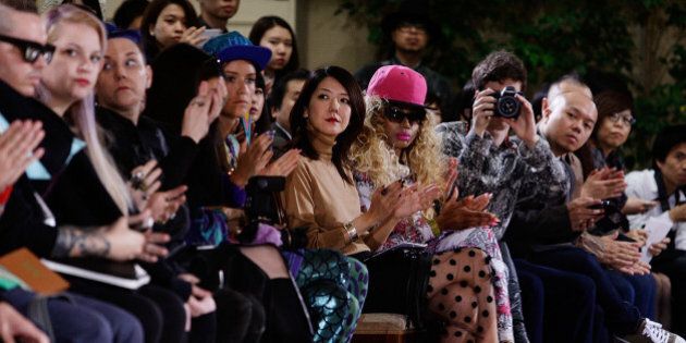 TOKYO, JAPAN - OCTOBER 15: Guests sit in the front row during the LAMARCK show as part of Mercedes Benz Fashion Week TOKYO 2015 S/S at Shibuya Hikarie on October 15, 2014 in Tokyo, Japan. (Photo by Lisa Maree Williams/Getty Images)