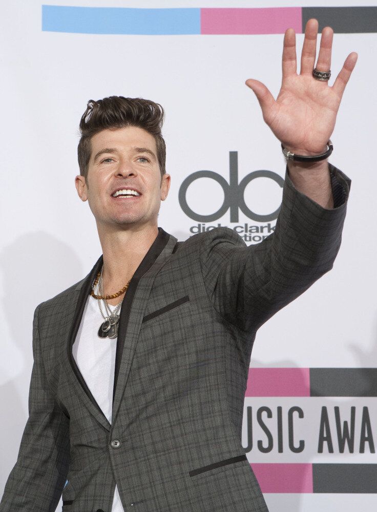 Robin Thicke poses in the press room dur