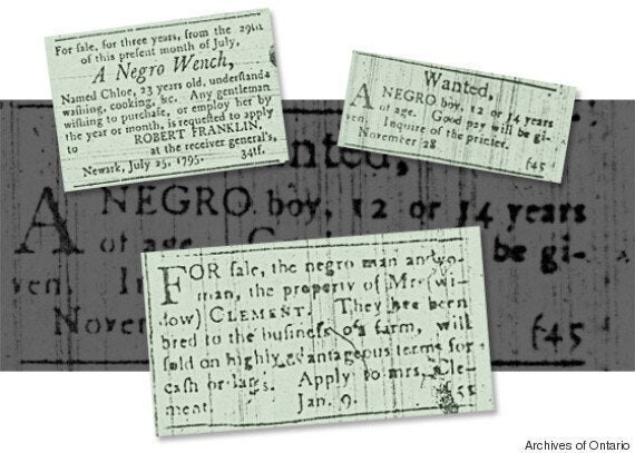 Slavery buy and sell ads from the Upper Canada Gazette and Niagara Herald (Archives of Ontario)