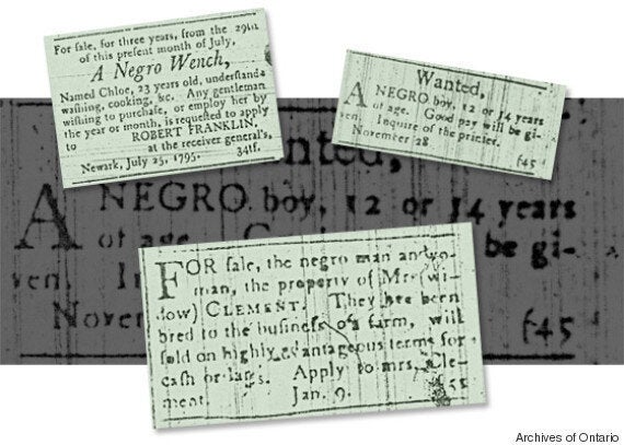 Slavery buy and sell ads from the Upper Canada Gazette and Niagara Herald (Archives of Ontario) 