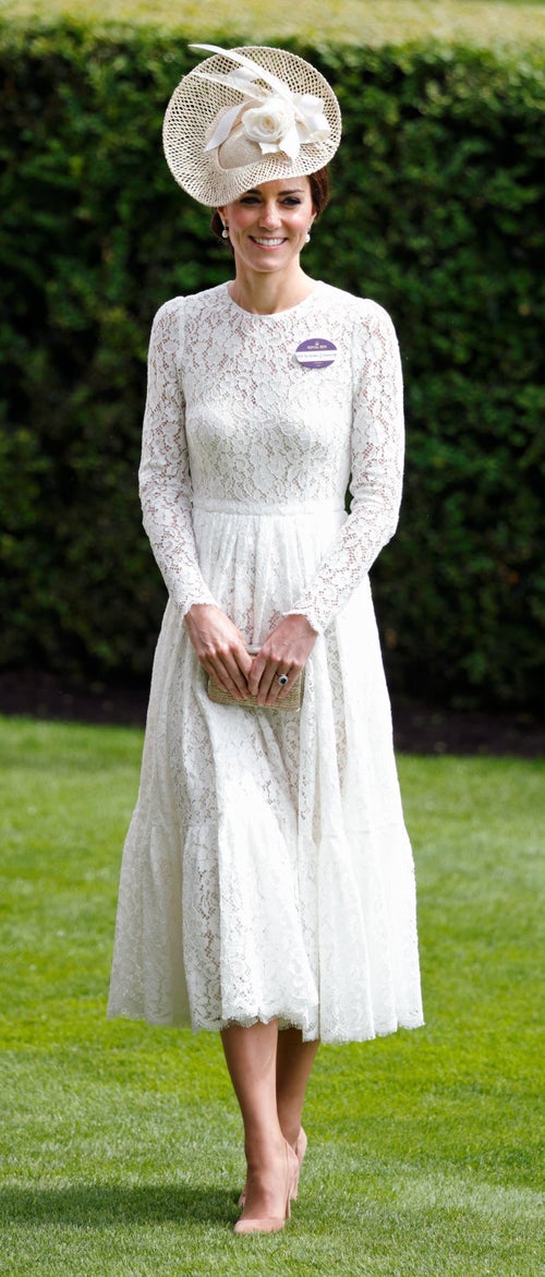 knee length dresses for ladies White Princess Kate Middleton Best Lace Sleeve Dress V Neck Wedding Dr   Hoprom