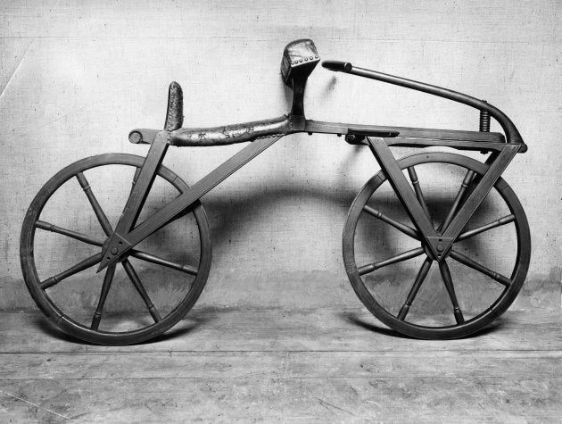 The dandy horse (also known as Laufmaschine), invented by Karl Drais. Being the first means of transport to make use of the two-wheeler principle, the Laufmaschine is regarded as the forerunner of the bicycle. (Photo: Ullstein Bild via Getty Images)