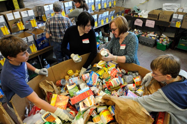 Volunteers at a Toronto food bank.