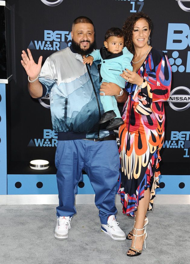 DJ Khaled, Nicole Tuck and son Asahd Tuck Khaled attend the 2017 BET Awards at Microsoft Theater on June 25, 2017 in Los Angeles, California. (Photo by Jason LaVeris/FilmMagic)
