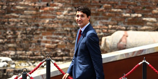 The Canada Prime Minister Justin Trudeau during the welcome ceremony and the photo family at Taormina, Italy on May 26, 2017. (Photo by Matteo Ciambelli/NurPhoto via Getty Images)