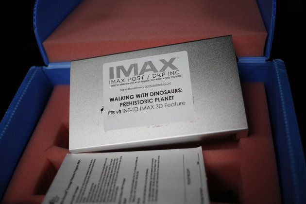 A box containing a 3D IMAX Corp. film is pictured in the projection booth at the Tennessee Aquarium IMAX theater in Chattanooga, Tennessee, U.S., on Thursday, Jan. 19, 2017.