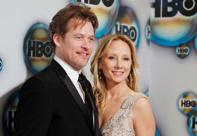Actors Anne Heche and James Tupper arrive at the HBO after-party after the Golden Globe Awards in Beverly Hills, Calif. in 2012.