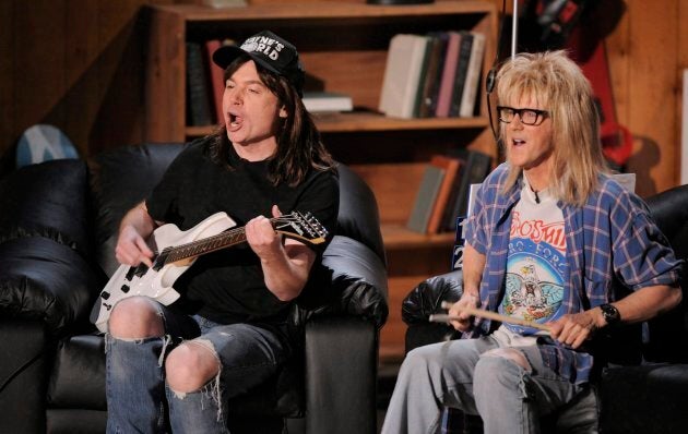 Mike Myers, left, and Dana Carvey of "Wayne's World" appear at the 2008 MTV Movie Awards in Los Angeles. THE CANADIAN PRESS/AP/Mark J. Terrill