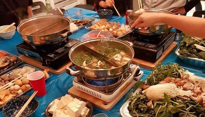 Enjoying Hot Pot with my partner and his family.