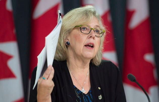 Green Leader Elizabeth May is seen at a news conference on Nov. 19, 2015 in Ottawa.