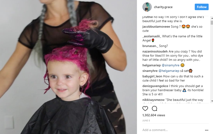 Social Media Star Charity Grace Dyes Her Daughter's Hair Pink ...