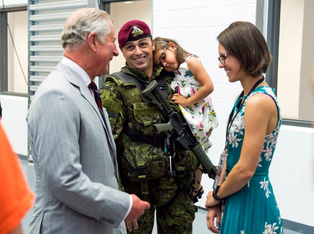 Prince Charles meets military personnel and their families during a visit to the Canadian Forces Base Trenton. (Photo by Arthur Edwards - Pool/Getty Images)