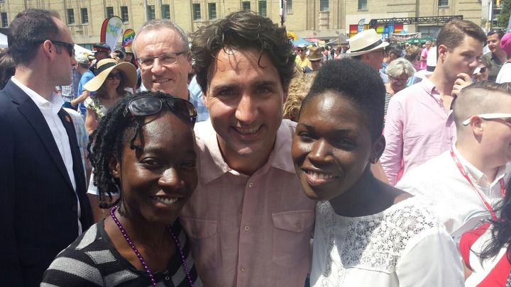Tasheka and her partner with PM Trudeau after presenting at MCC Pride Service 2016