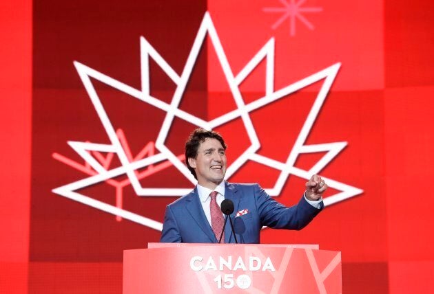 Prime Minister Justin Trudeau speaks during Canada 150 celebrations on Parliament Hill in Ottawa on July 1, 2017