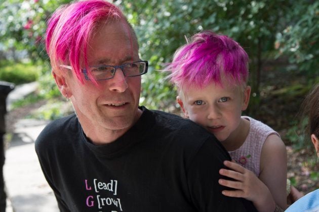 Storm Stocker Witterick, 5, with father David Stocker, in 2016.