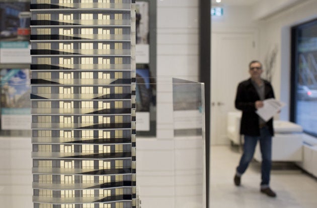 A model condominium stands inside a showroom in Toronto, Ont. on May 27, 2017.